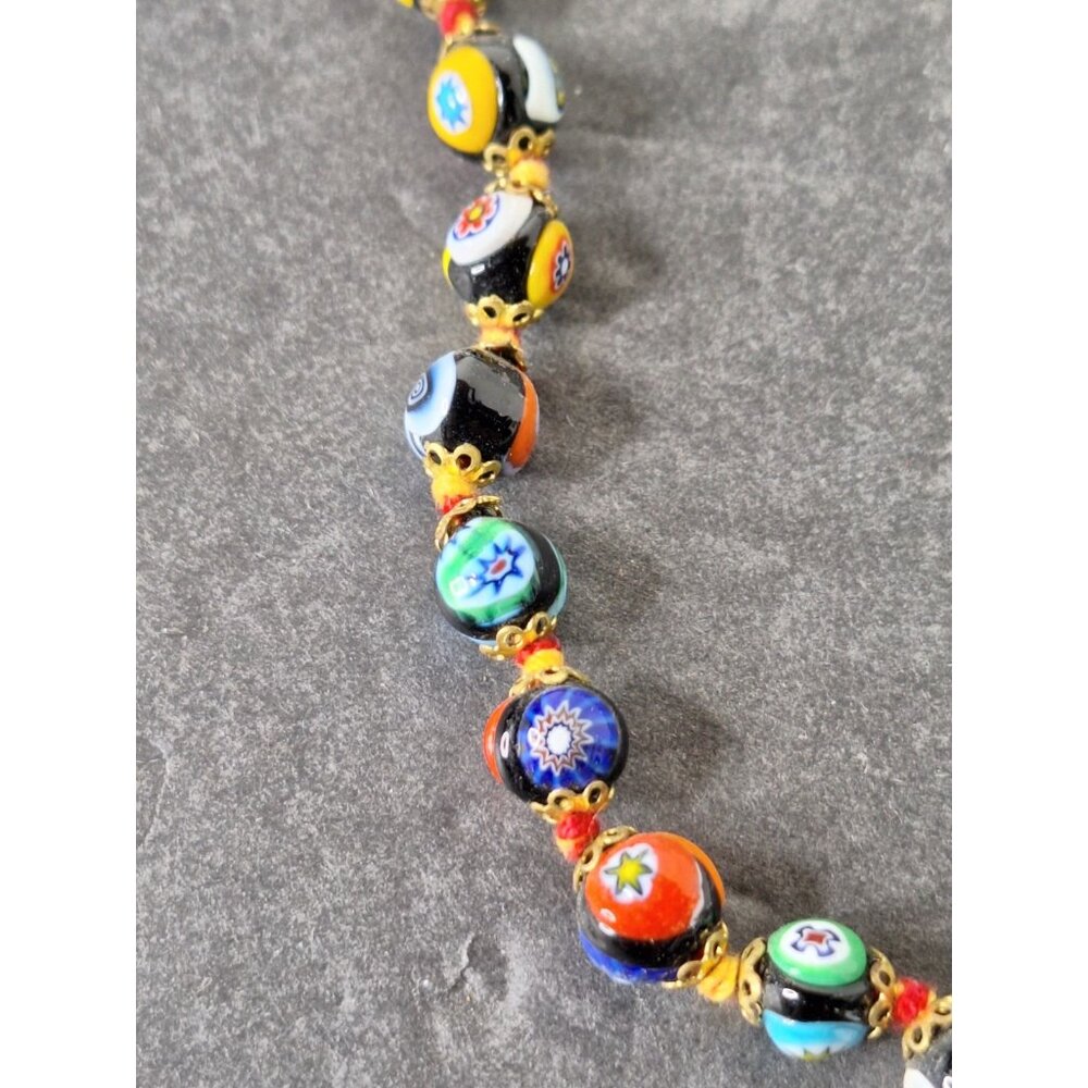 Vintage Original Murano Millefiori Art Glass Bead Necklace & Bracelet - Picture 8 of 16